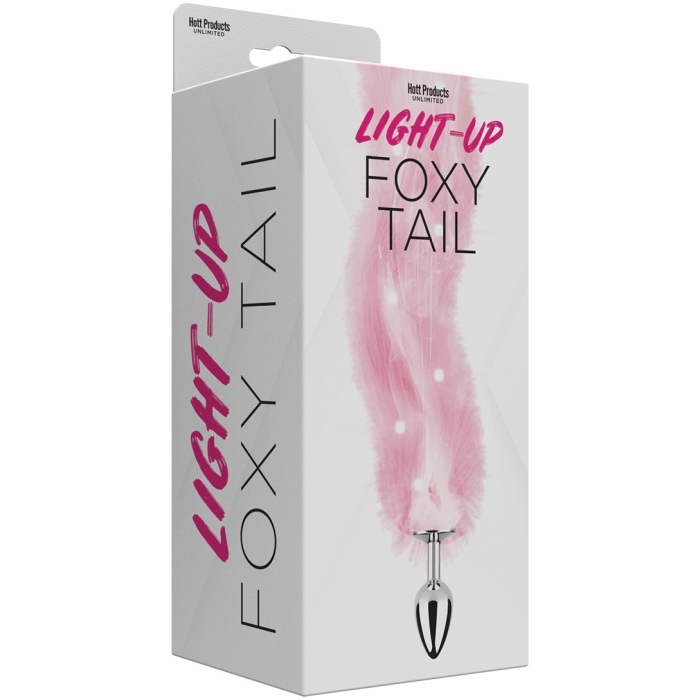 FOXY TAIL - LIGHT UP FAUX FUR BUTT PLUG - PINK FOXY TAIL - LIGHT UP FAUX FUR BUTT PLUG - PINK
