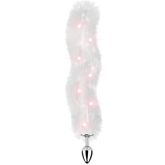 FOXY TAIL - LIGHT UP FAUX FUR BUTT PLUG - WHITE