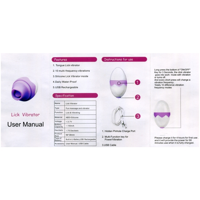 LICKER MASSAGER RECHARGEABLE EGG - VIOLET