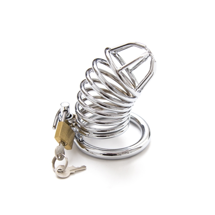 CHASTITY CAGE SPIRALS W/LOCK METAL - SILVER CHASTITY CAGE SPIRALS W/LOCK METAL - SILVER