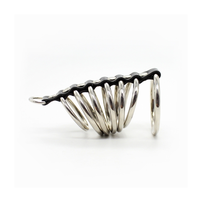 COCKRING 7-RINGS METAL/LEATHER - SILVER/BLACK COCKRING 7-RINGS METAL/LEATHER - SILVER/BLACK
