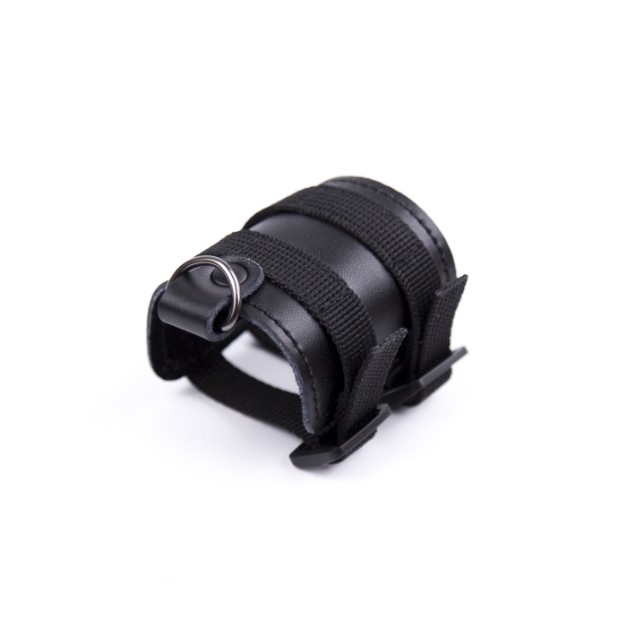 COCKRING W/2 STRIPS AND METAL RINGLET LEATHER - BLACK COCKRING W/2 STRIPS AND METAL RINGLET LEATHER - BLACK