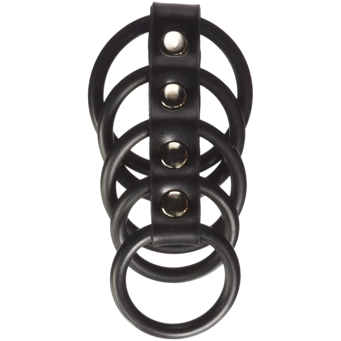 COCKRING 5-RINGS LEATHER/RUBBER/PVC - BLK COCKRING 5-RINGS LEATHER/RUBBER/PVC - BLK