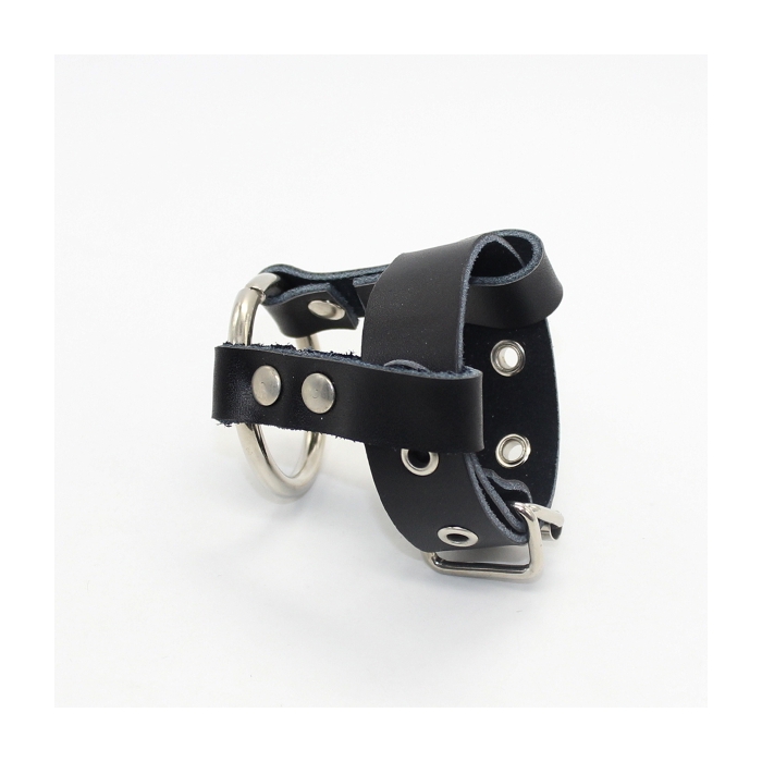 COCKRING W/METAL & LEATHER RING & LOCK - BLACK COCKRING W/METAL & LEATHER RING & LOCK - BLACK
