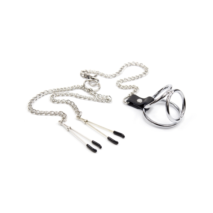 NIPPLE CLAMPS W/METAL CHAIN & COCKRING NIPPLE CLAMPS W/METAL CHAIN & COCKRING