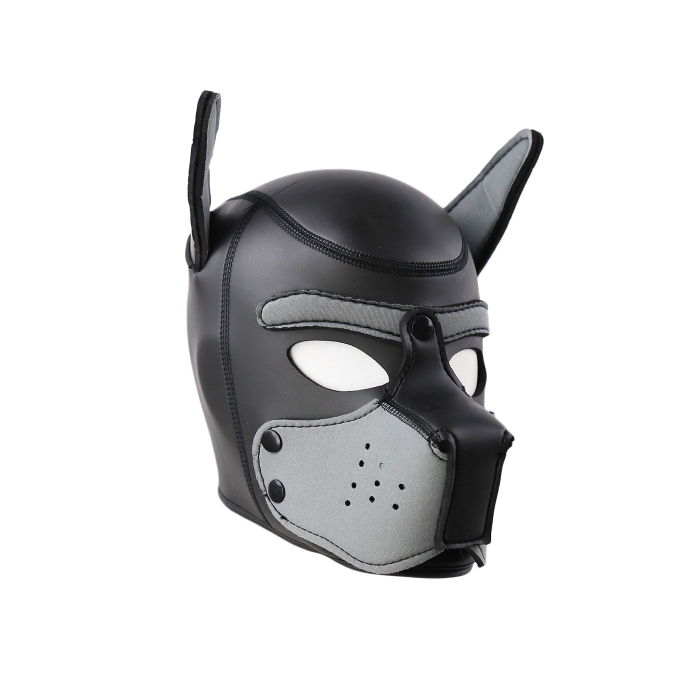 PUPPY HOOD - SPANDEX/NEOPRENE - BLACK/GREY - MED PUPPY HOOD - SPANDEX/NEOPRENE - BLACK/GREY - MED