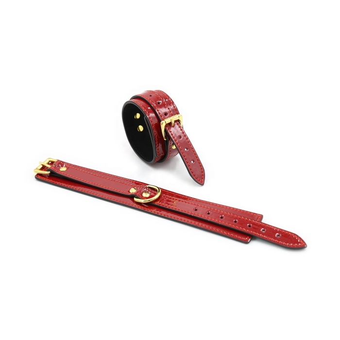 ANKLE CUFFS W/GOLD BUCKLES - RED ANKLE CUFFS W/GOLD BUCKLES - RED