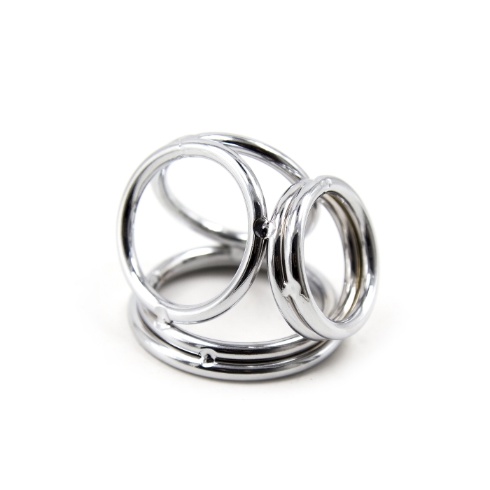 COCKRING DOUBLE 3-CONNECTED METAL - SILVER COCKRING DOUBLE 3-CONNECTED METAL - SILVER