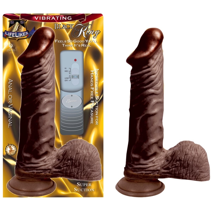 LIFELIKE VIBRATING BLACK KING 9IN LIFELIKE VIBRATING BLACK KING 9IN