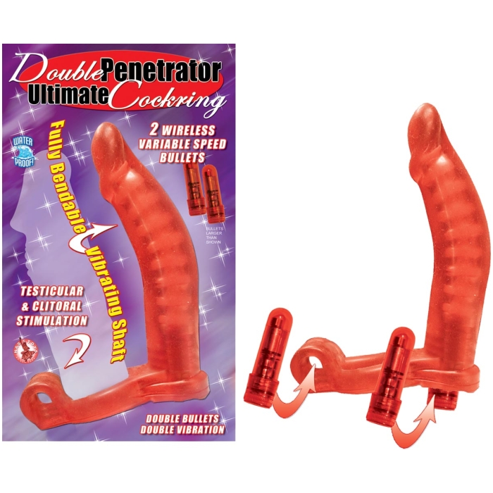 DOUBLE PENETRATOR ULTIMATE COCKRING-RED DOUBLE PENETRATOR ULTIMATE COCKRING-RED