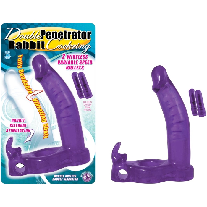 DOUBLE PENETRATOR RABBIT COCKRING - PURPLE DOUBLE PENETRATOR RABBIT COCKRING - PURPLE