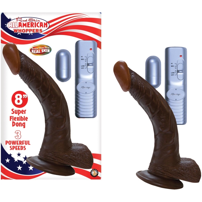 8 VIBRATING DONG WITH BALLS & BULLET-BROWN 8 VIBRATING DONG WITH BALLS & BULLET-BROWN
