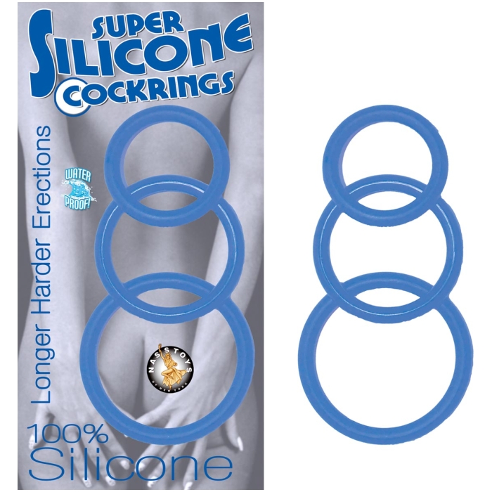 SUPER SILICONE COCKRINGS - BLUE SUPER SILICONE COCKRINGS - BLUE