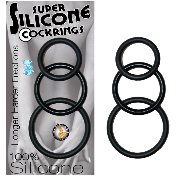 SUPER SILICONE COCKRINGS - BLACK SUPER SILICONE COCKRINGS - BLACK