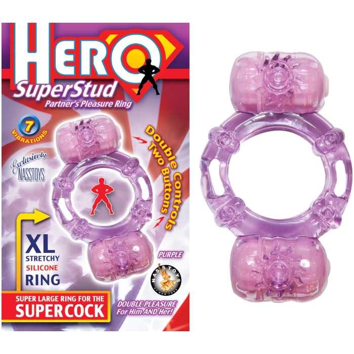 HERO SUPERSTUD PARTNER'S PLEASURE RING - PURPLE HERO SUPERSTUD PARTNER'S PLEASURE RING - PURPLE