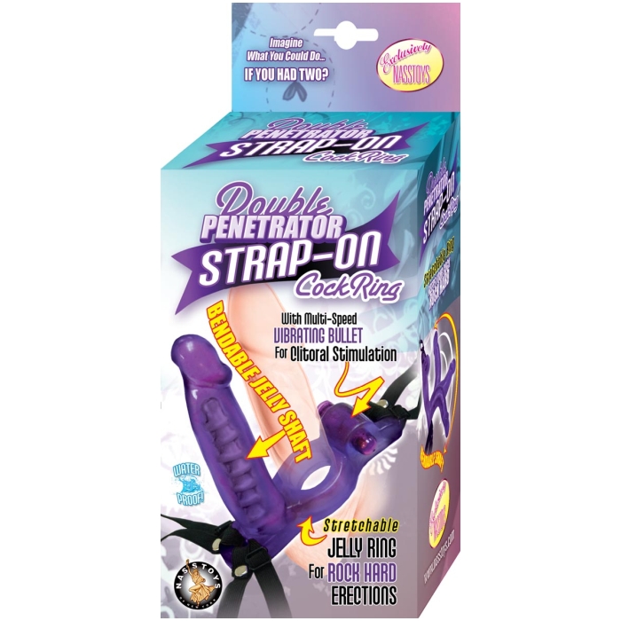 DOUBLE PENETRATOR STRAP-ON COCKRING - PURPLE DOUBLE PENETRATOR STRAP-ON COCKRING - PURPLE