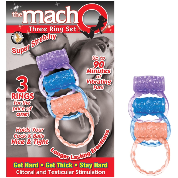 THE MACHO COLLECTION THREE RING SET-ASSORTED COLORS THE MACHO COLLECTION THREE RING SET-ASSORTED COLORS