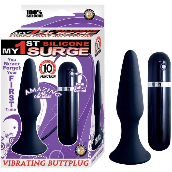 MY 1ST SILICONE SURGE VIBRATING BUTTPLUG-BLACK MY 1ST SILICONE SURGE VIBRATING BUTTPLUG-BLACK