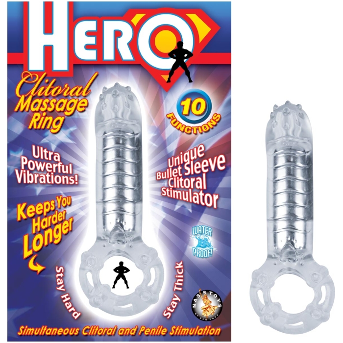 HERO COCKRING AND CLITORAL MASSAGER - CLEAR HERO COCKRING AND CLITORAL MASSAGER - CLEAR