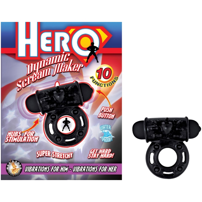 HERO DYNAMIC SCREAM MAKER VIBRATING COCK RING IN BLACK HERO DYNAMIC SCREAM MAKER VIBRATING COCK RING IN BLACK