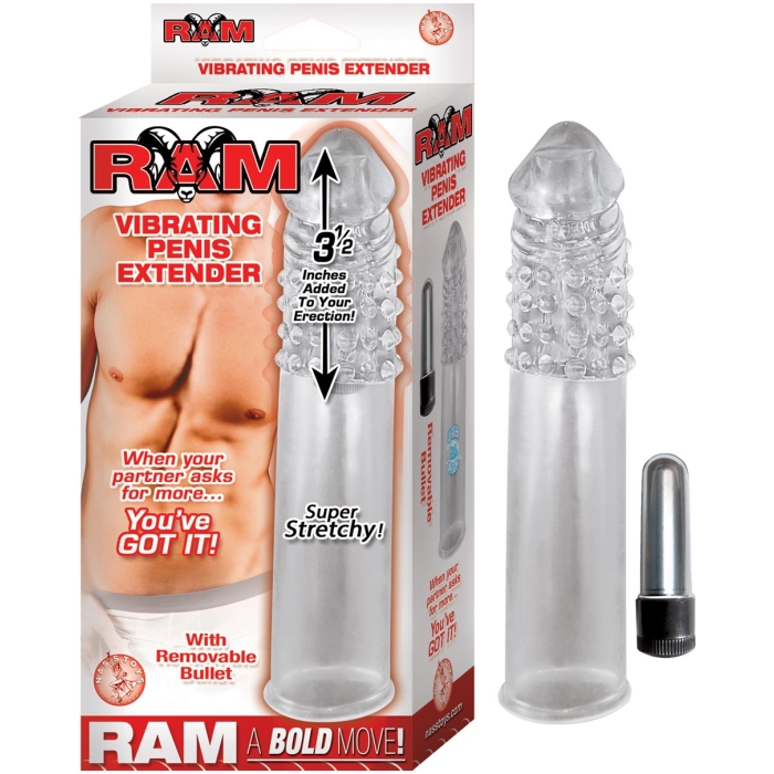 RAM VIBRATING PENIS EXTENDER - CLEAR RAM VIBRATING PENIS EXTENDER - CLEAR