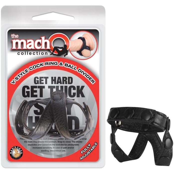 THE MACHO COLLECTION V-STYLE COCKRING/BALL DIVIDER-BLK THE MACHO COLLECTION V-STYLE COCKRING/BALL DIVIDER-BLK