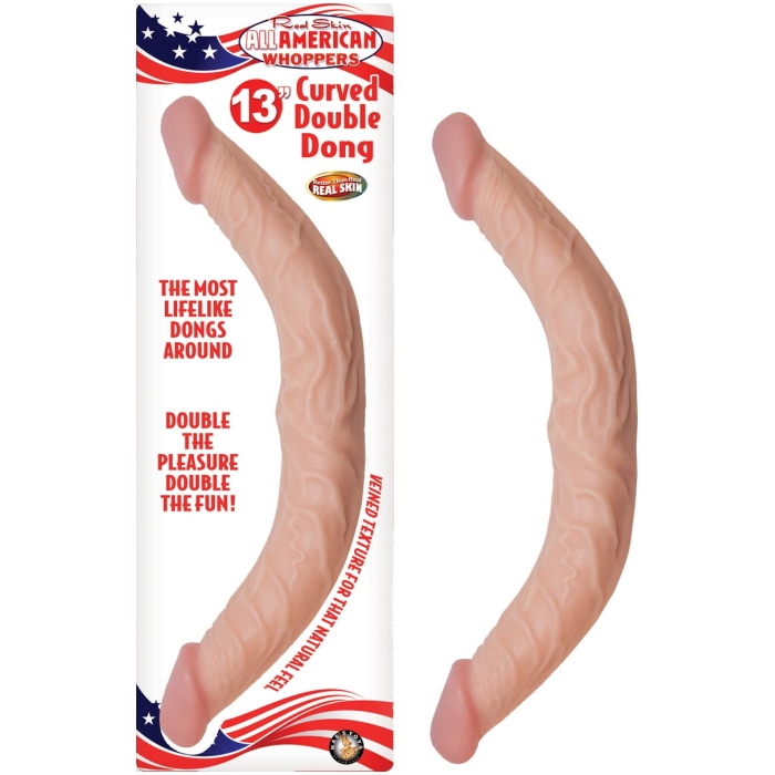 ALL AMERICAN WHOPPERS 13 CURVED DOUBLE DONG - FLESH ALL AMERICAN WHOPPERS 13 CURVED DOUBLE DONG - FLESH