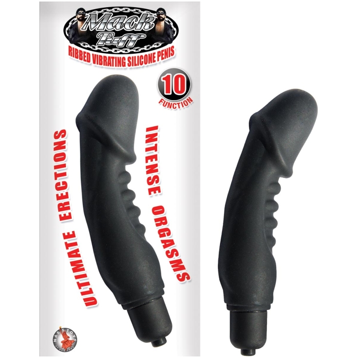 MACK TUFF - RIBBED VIBRATING SILICONE PENIS - BLACK MACK TUFF - RIBBED VIBRATING SILICONE PENIS - BLACK