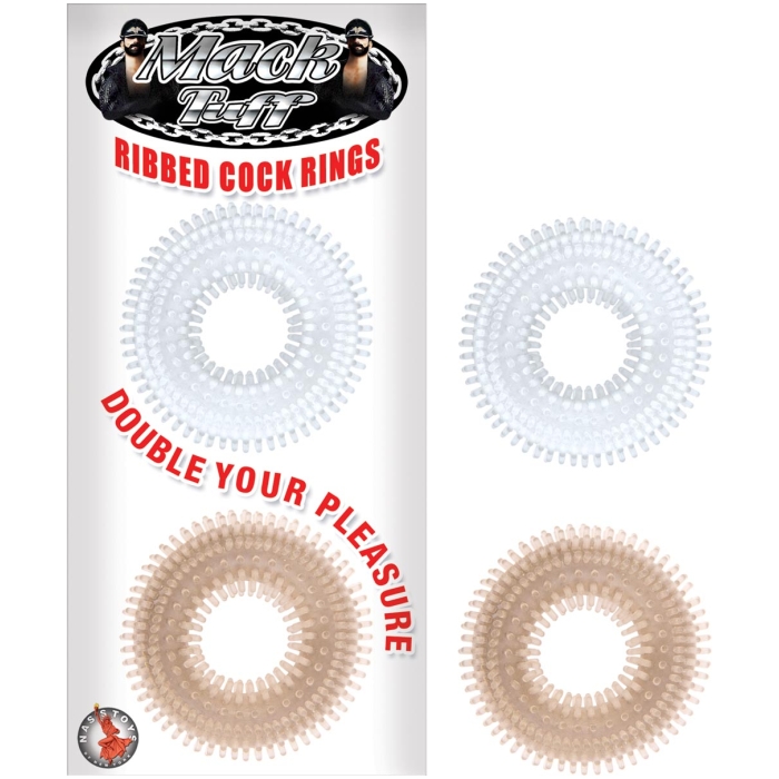 MACK TUFF - RIBBED COCK RINGS 2 PACK - BLACK/CLEAR MACK TUFF - RIBBED COCK RINGS 2 PACK - BLACK/CLEAR