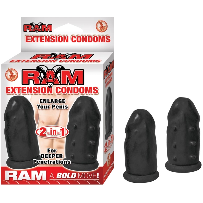 RAM - EXTENSION CONDOMS 2 PACK - BLACK RAM - EXTENSION CONDOMS 2 PACK - BLACK