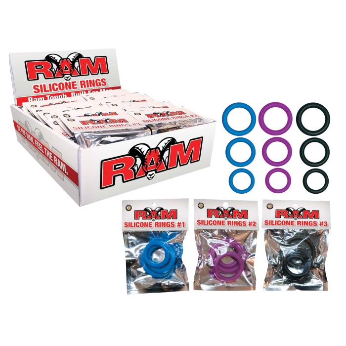 RAM SILICONE RINGS POP BOX - PURPLE/BLUE/BLACK RAM SILICONE RINGS POP BOX - PURPLE/BLUE/BLACK
