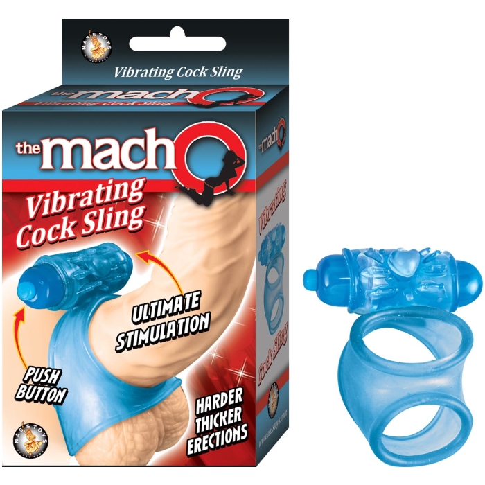 THE MACHO VIBRATING COCK SLING - BLUE THE MACHO VIBRATING COCK SLING - BLUE