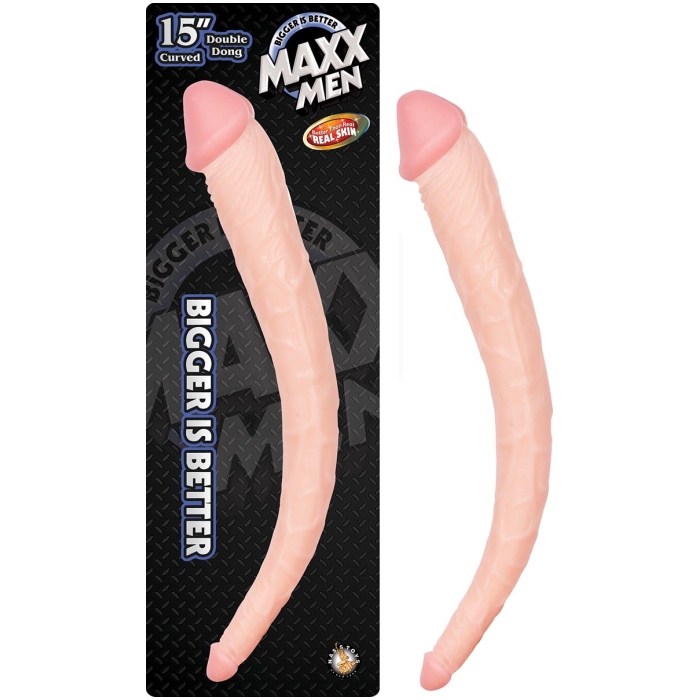 MAXX MEN 15IN CURVED DOUBLE DONG-FLESH MAXX MEN 15IN CURVED DOUBLE DONG-FLESH