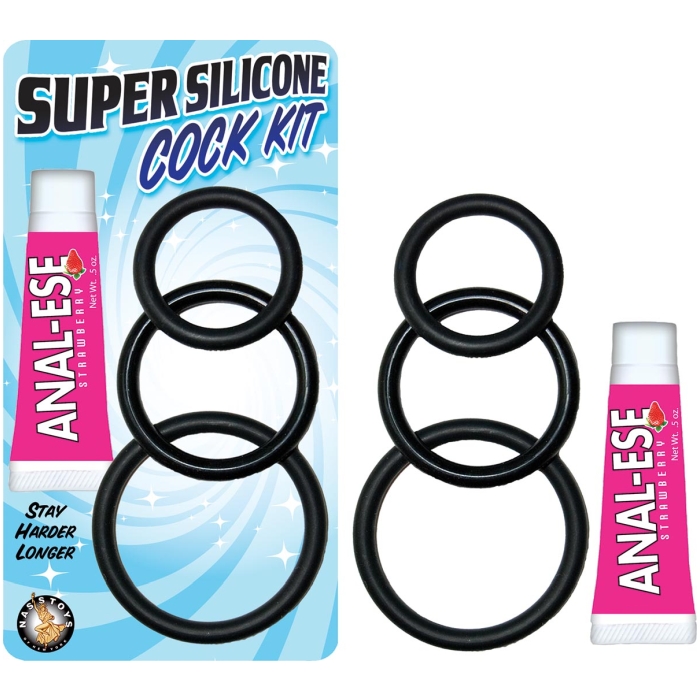 SUPER SILICONE COCK KIT-BLACK SUPER SILICONE COCK KIT-BLACK