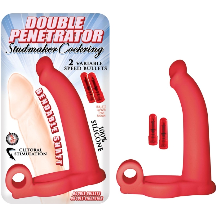 DOUBLE PENETRATOR STUDMAKER COCKRING-RED DOUBLE PENETRATOR STUDMAKER COCKRING-RED