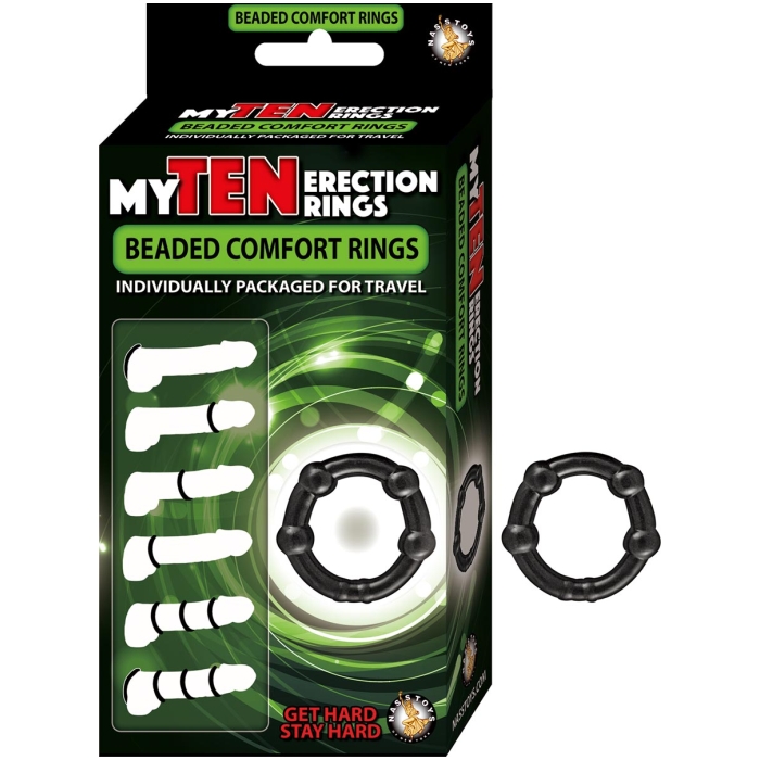 MY TEN ERECTION RINGS BEADED COMFORT RINGS-BLACK MY TEN ERECTION RINGS BEADED COMFORT RINGS-BLACK