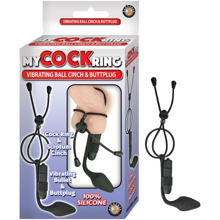 MY COCK RING VIBRATING BALL CINCH & BUTTPLUG-BLACK MY COCK RING VIBRATING BALL CINCH & BUTTPLUG-BLACK