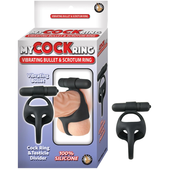 MY COCK RING VIBRATING BULLET & SCROTUM RING-BLACK MY COCK RING VIBRATING BULLET & SCROTUM RING-BLACK