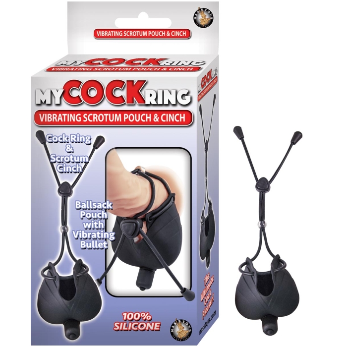 MY COCK RING VIBRATING SCROTUM POUCH & CINCH-BLACK MY COCK RING VIBRATING SCROTUM POUCH & CINCH-BLACK