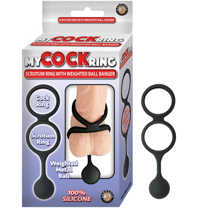 MY COCK RING SCROTUM RING WITH WEIGHTED BALL BANGER-BLACK MY COCK RING SCROTUM RING WITH WEIGHTED BALL BANGER-BLACK