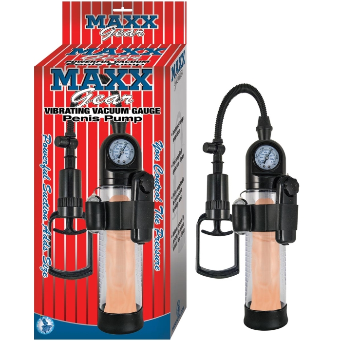 MAXX GEAR VIBRATING VACUUM GAUGE PENIS PUMP-CLEAR MAXX GEAR VIBRATING VACUUM GAUGE PENIS PUMP-CLEAR