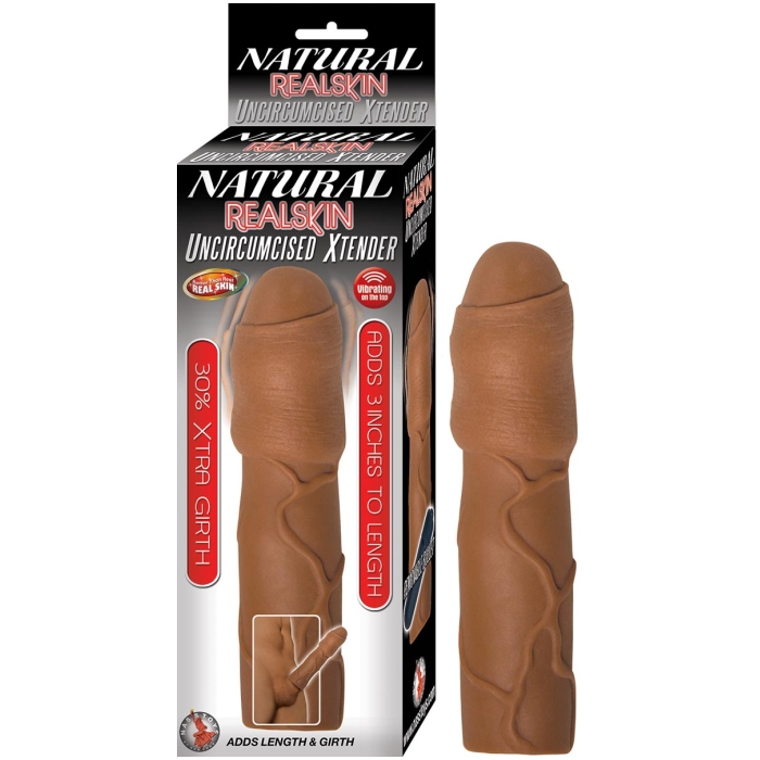 NATURAL REALSKIN UNCIRCUMCISED XTENDER-BROWN NATURAL REALSKIN UNCIRCUMCISED XTENDER-BROWN