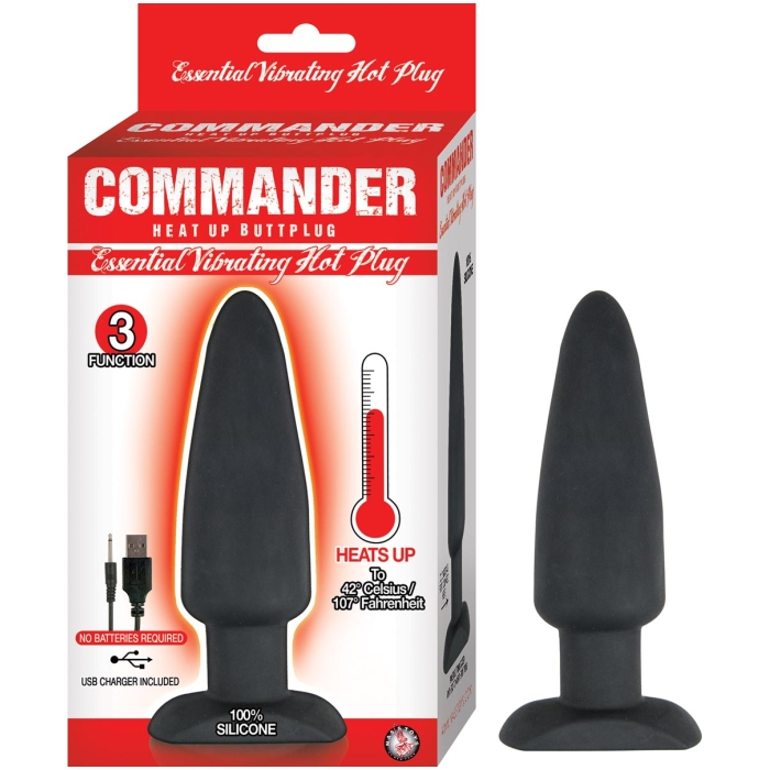 COMMANDER ESSENTIAL BLACK VIBRATING HOT PLUG-BLACK COMMANDER ESSENTIAL BLACK VIBRATING HOT PLUG-BLACK