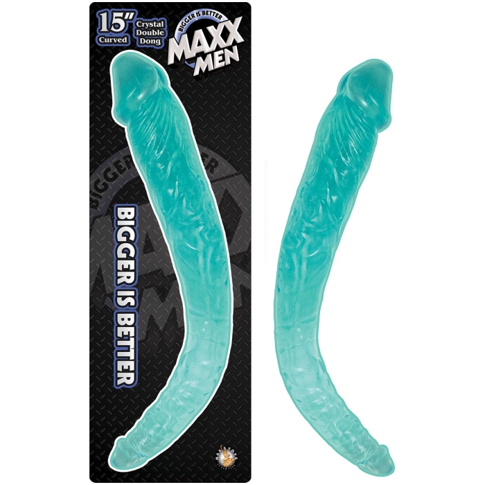 MAXX MEN 15" CRYSTAL CURVED DOUBLE DONG-BLUE MAXX MEN 15" CRYSTAL CURVED DOUBLE DONG-BLUE
