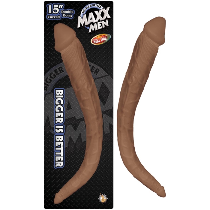 MAXX MEN 15" CURVED DOUBLE DONG-BROWN MAXX MEN 15" CURVED DOUBLE DONG-BROWN