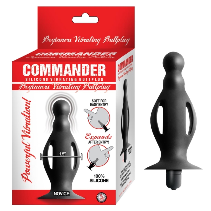 COMMANDER BEGINNERS VIBRATING BUTTPLUG-BLACK COMMANDER BEGINNERS VIBRATING BUTTPLUG-BLACK