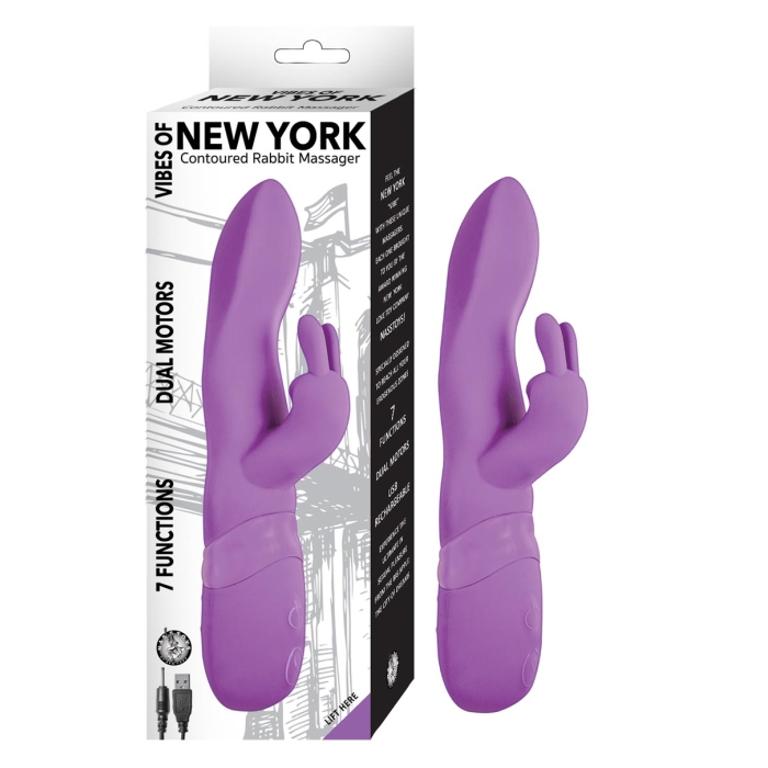 VIBES OF NEW YORK CONTOURED RABBIT MASSAGER-PURPLE VIBES OF NEW YORK CONTOURED RABBIT MASSAGER-PURPLE