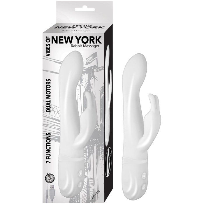 VIBES OF NEW YORK RABBIT MASSAGER-WHITE VIBES OF NEW YORK RABBIT MASSAGER-WHITE