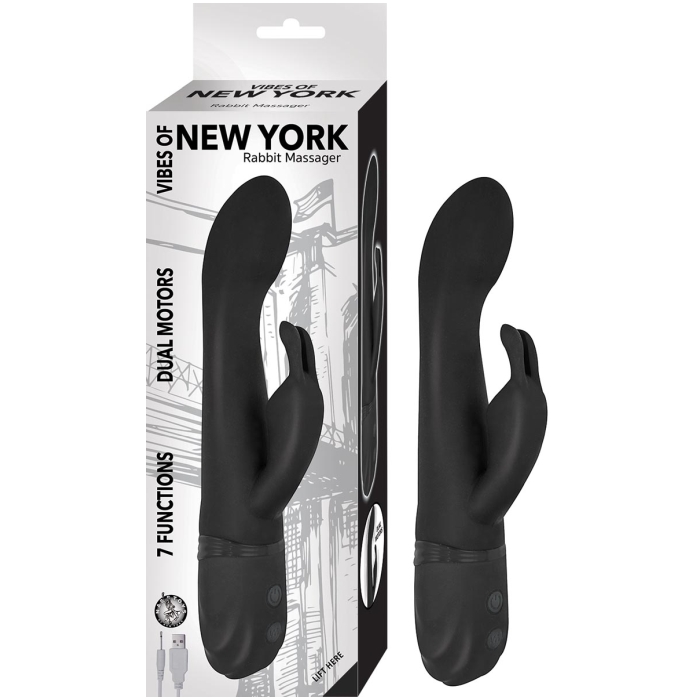 VIBES OF NEW YORK RABBIT MASSAGER-BLACK VIBES OF NEW YORK RABBIT MASSAGER-BLACK
