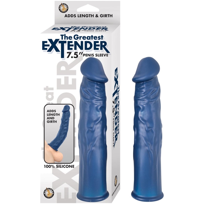 THE GREAT EXTENDER 7.5" PENIS SLEEVE-BLUE THE GREAT EXTENDER 7.5" PENIS SLEEVE-BLUE